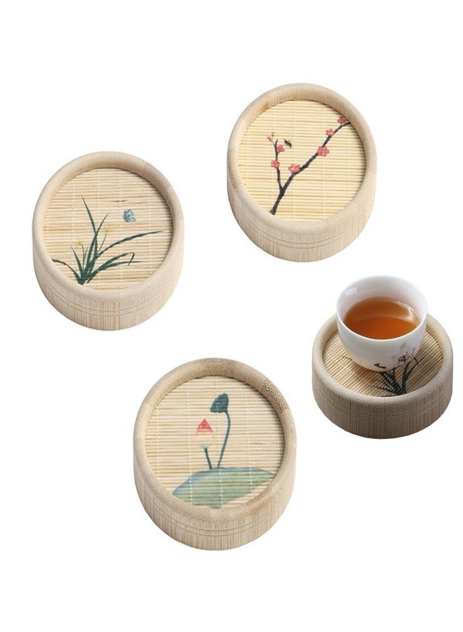 GCFTIFF Bamboo Coasters for Coffee Table Set of 3,Absorbent Coasters,Fit All Cups,Coffee Table Decor for Tabletop Protection Gifts for House Warming New Home & Wedding (BambooColor, 3PCS) - Image 1